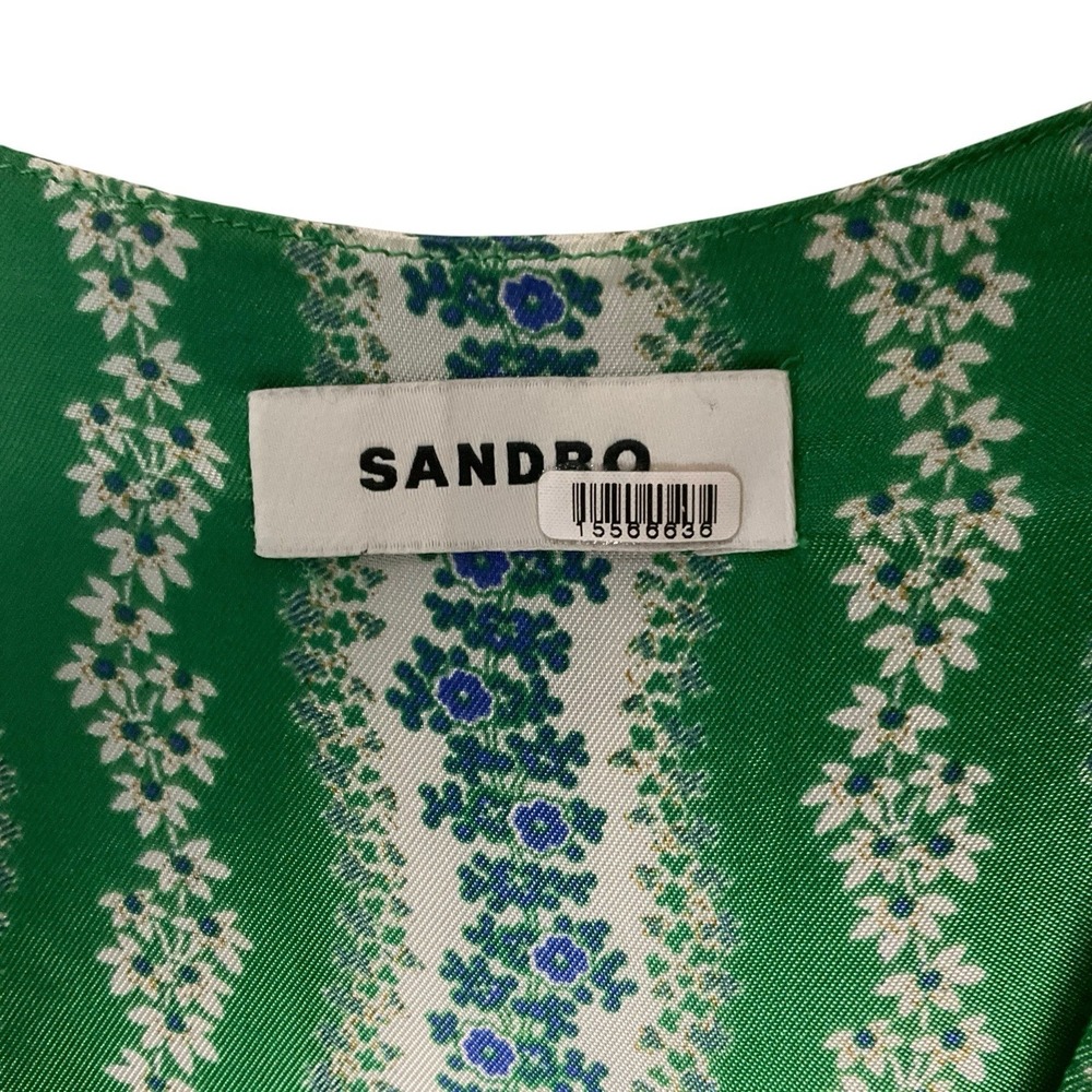 Sandro Agnetta Dress Maxi Satin Keyhole Floral - Picture 5 of 10